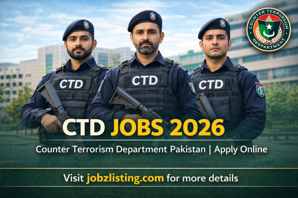 CTD Jobs 2026 - Apply Online For Counter Terrorism Department 500+ Vacancies