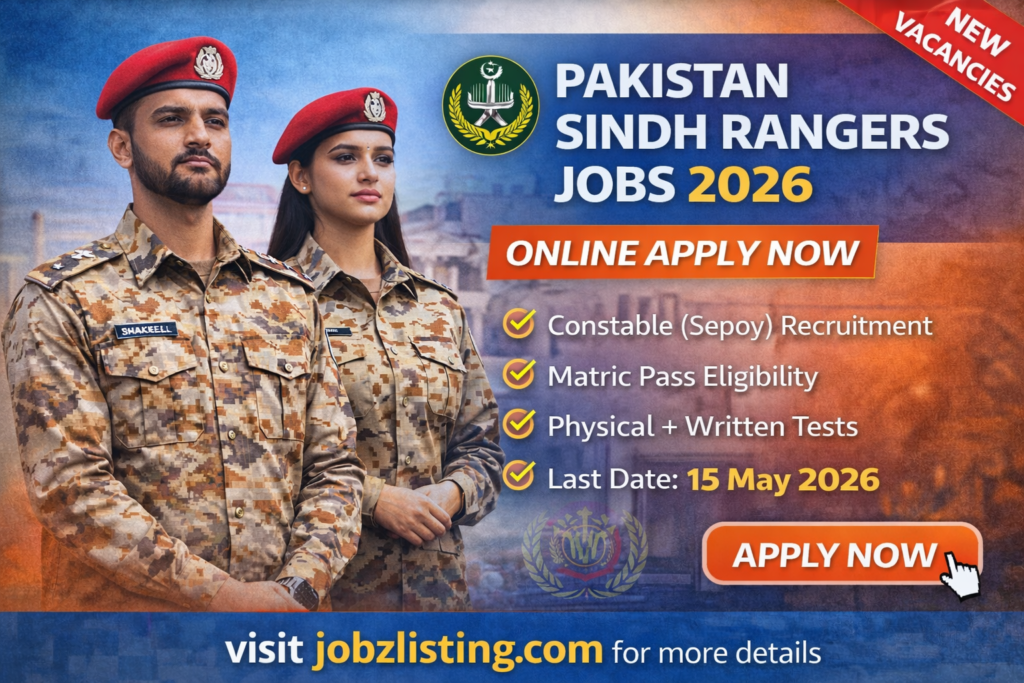 Pakistan Sindh Rangers Jobs 2026 - 500+ Rangers Vacancies | Apply Online through Sindh Jobs Portal 